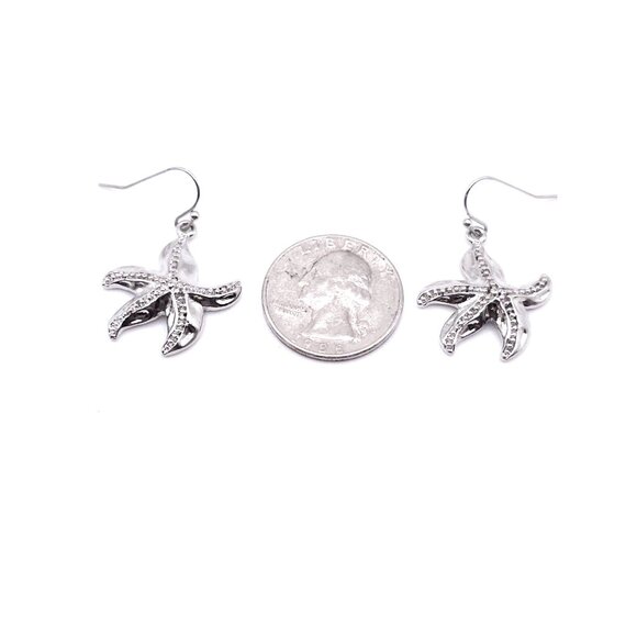 Starfish Dangle Earrings With Silver-Tone Finish And Textured Details For Women - Picture 4 of 8